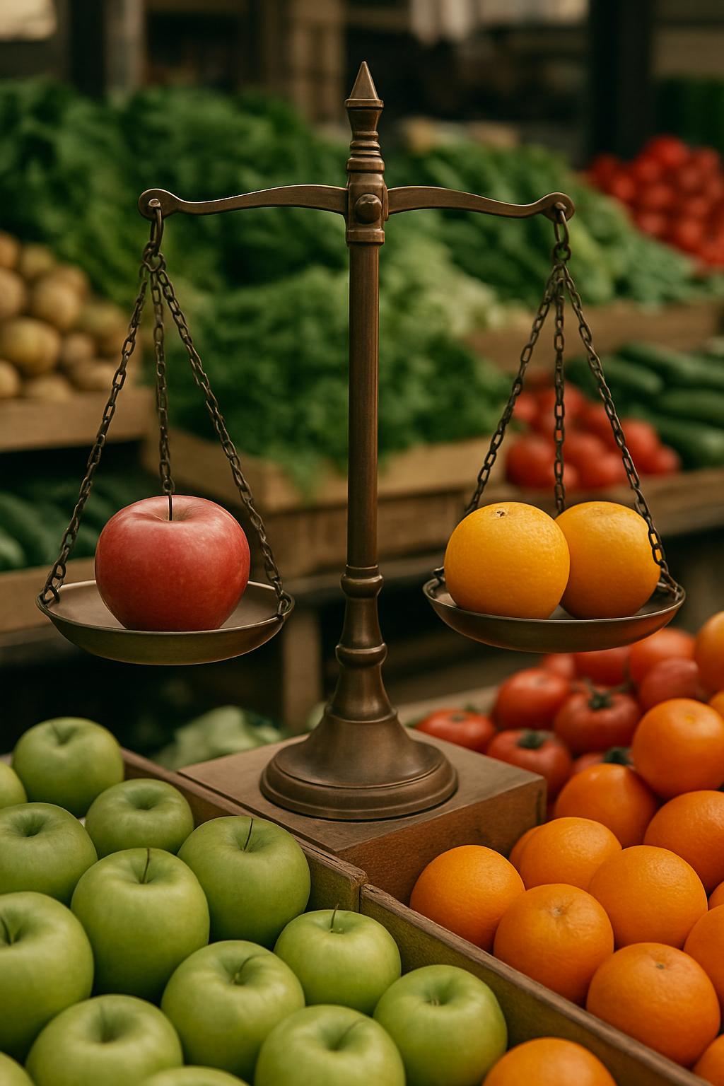 Kilogram of Apples and Oranges, exact weight unknown.